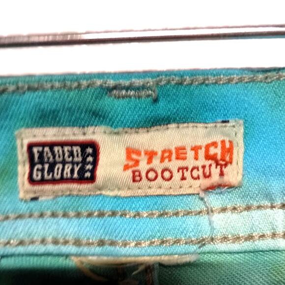 Custom Tie-Dyed Blue & Green Bootcut Stretch Denim Jeans - Size 30 - Picture 4 of 4